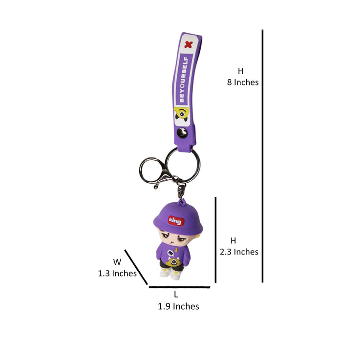 Wonderland Be Yourself Keychain in Purple 2-in-1 Cartoon Style Keychain and Bag Charms Fun and Functional Accessories for Bags and Keys