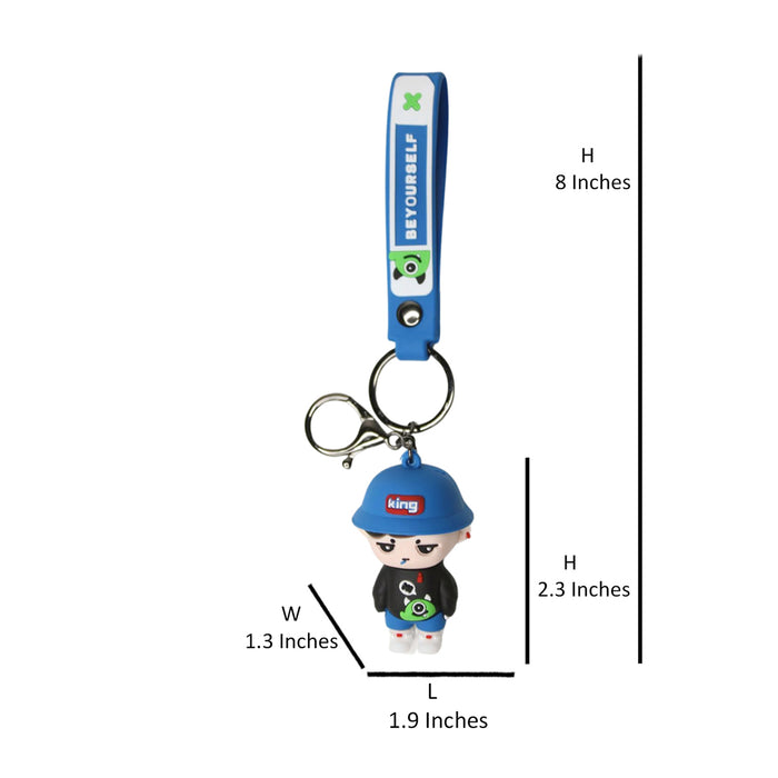 Wonderland Be Yourself Keychain in Blue 2-in-1 Cartoon Style Keychain and Bag Charms Fun and Functional Accessories for Bags and Keys