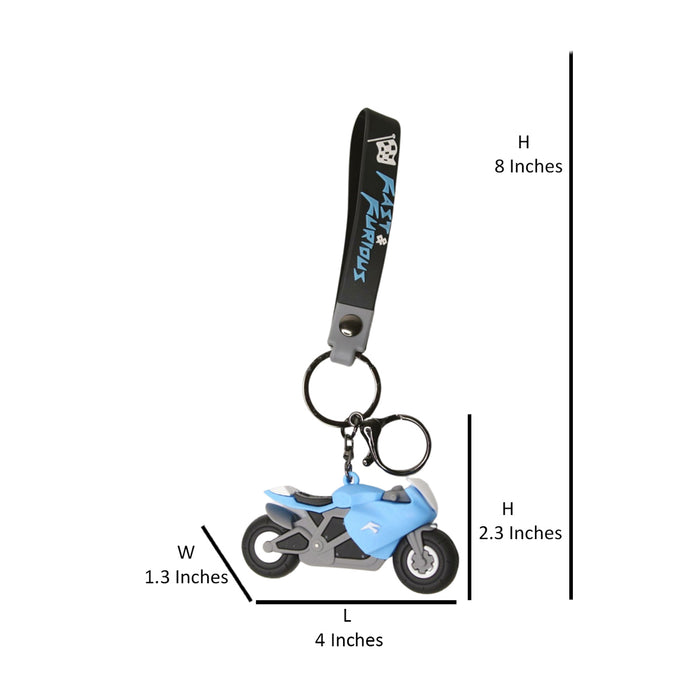 Wonderland bike Keychain in blue 2-in-1 Cartoon Style Keychain and Bag Charms Fun and Functional Accessories for Bags and Keys