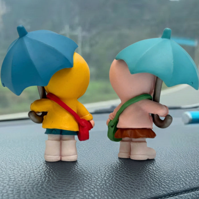 Wonderland Set of 2 Miniature Boy in Yellow Raincoat – Waterproof Resin Fairy Garden Accessories – Adorable Dollhouse Decor & DIY Craft Figurines – Whimsical Rainy Day Gift