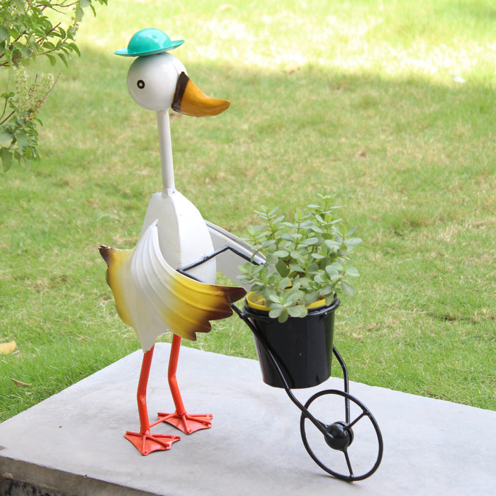 Wonderland Animal duck plant stand indoor iron craft cart flower pot stand for wedding decoration