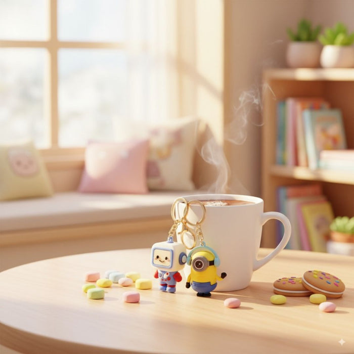 Wonderland Kawaii style ( set of 2) Cartoon Keychain Set – "Smile & Dream Big" Series Keyrings for Bags & Keys