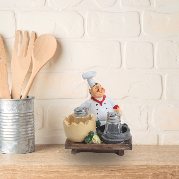 Wonderland Chef Statue - Salt Pepper Bottle Holder Ornaments Home Decor Kitchen Resin Crafts Chef Statue for Kitchen Decoration-01
