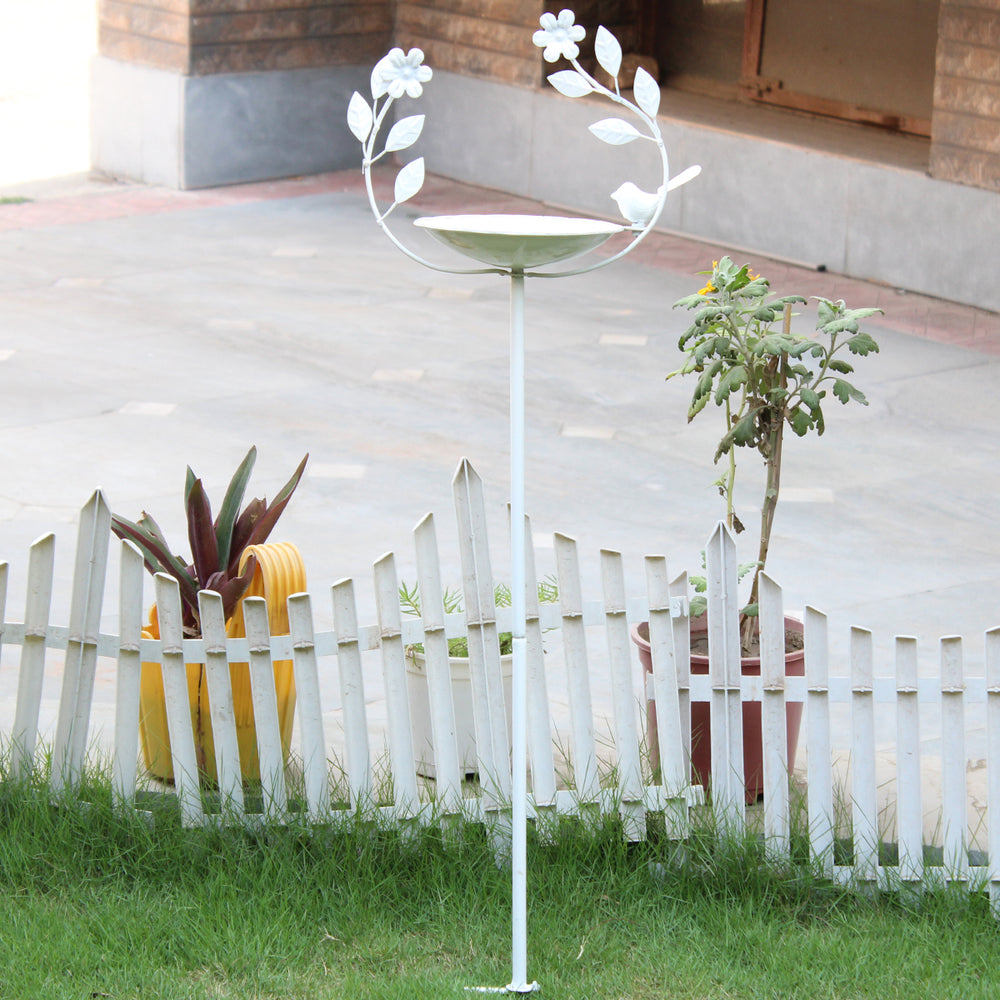 Metal Birdfeeder and  Birdbath Stand White Color