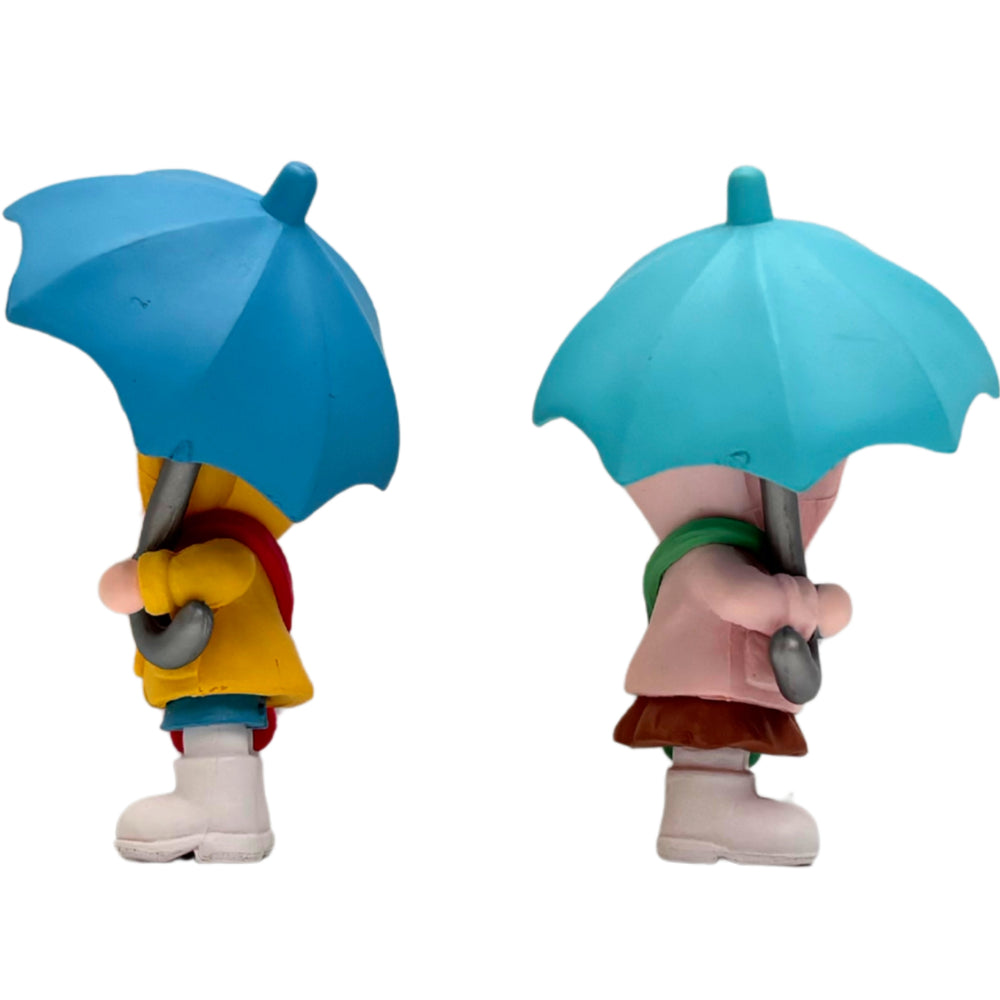 Wonderland Set of 2 Miniature Boy in Yellow Raincoat – Waterproof Resin Fairy Garden Accessories – Adorable Dollhouse Decor & DIY Craft Figurines – Whimsical Rainy Day Gift