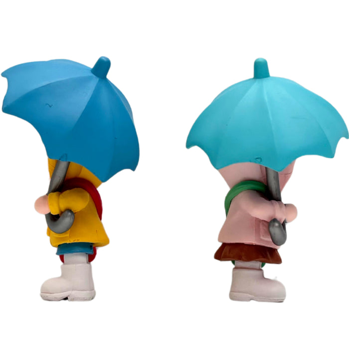 Wonderland Set of 2 Miniature Boy in Yellow Raincoat – Waterproof Resin Fairy Garden Accessories – Adorable Dollhouse Decor & DIY Craft Figurines – Whimsical Rainy Day Gift