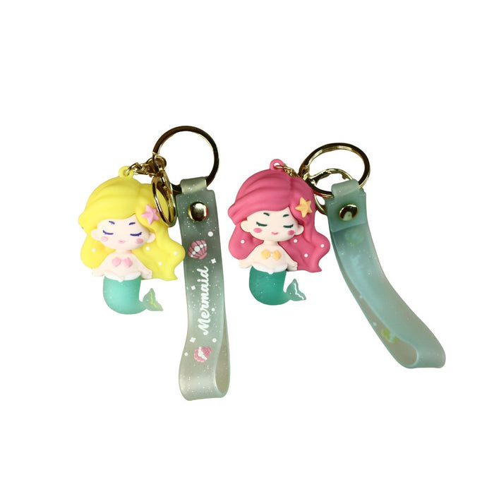 Wonderland Kawaii style ( set of 2) Mermaid Dream Keychains with Holder Accessories, Backpack Car Key Chain for Boy Girl