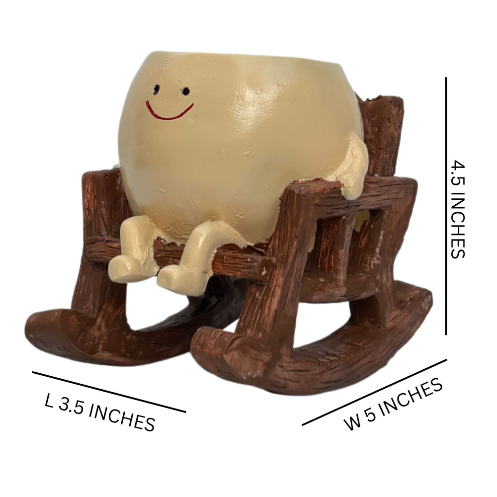 Happy Smiling Face Planter with Bench – Cute Sitting Pot for Small Plants