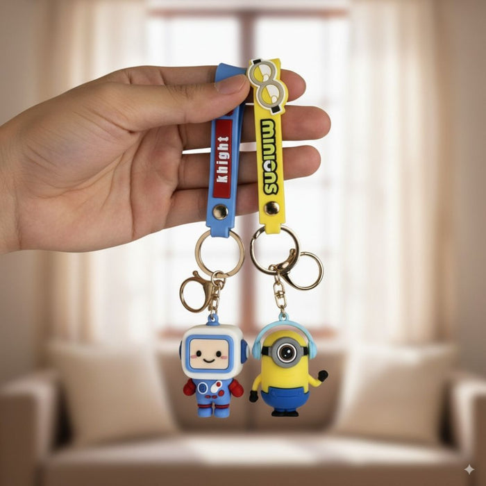 Wonderland Kawaii style ( set of 2) Cartoon Keychain Set – "Smile & Dream Big" Series Keyrings for Bags & Keys