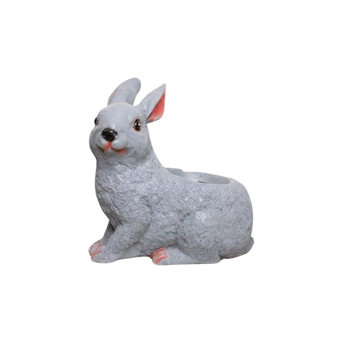 Wonderland Charming Poly Resin Rabbit Back Planter - Adorable Garden Decor Accent for Indoors and Outdoors