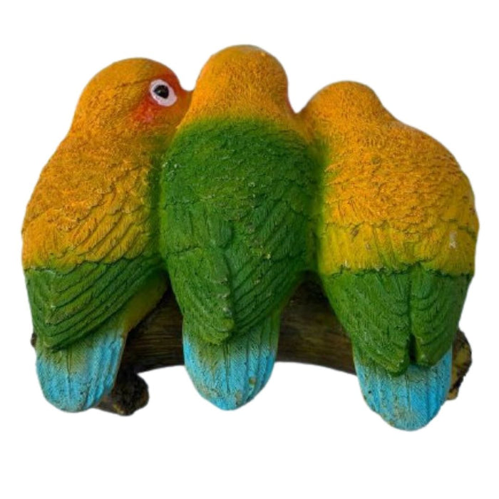 Wonderland Colorful Lovebirds on a Log Figurine - Garden & Home Decor