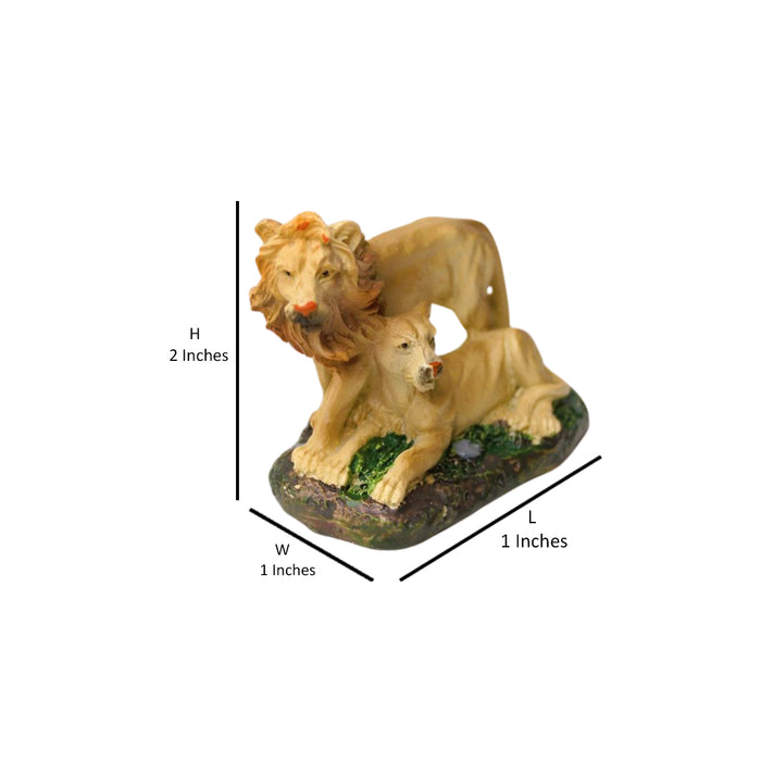 Wonderland resin miniature set of 2 lions|Tray Gardening Décor
