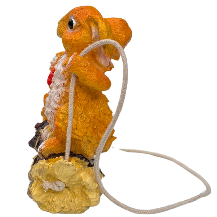 Wonderland Hand-Painted Hanging Garden Swing – Whimsical Rabbit & Squirrel Duo on Log with Carrot – Weather-Resistant Resin Outdoor Decor