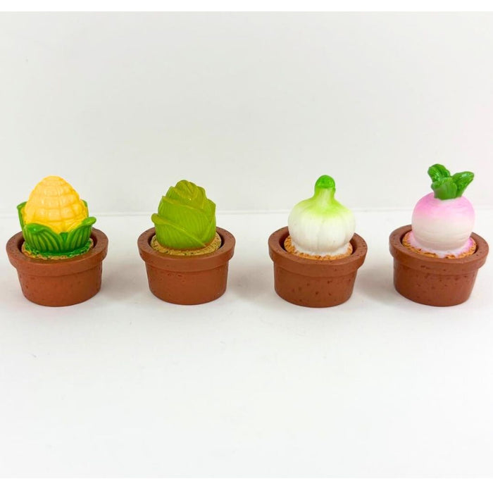 Wonderland 4-Pack Miniature Potted Vegetable Figurines | Cute Garden Decor Set for Fairy Gardens, Terrariums & Planters