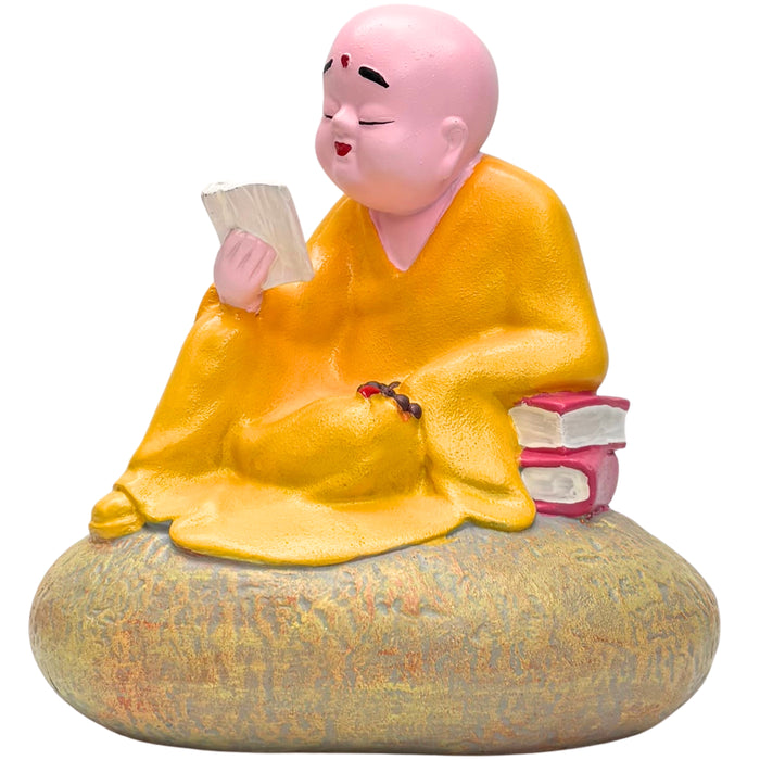 Wonderland Zen Monk Figurine Reading on Stone – Hand-Painted  Statue for Home Decor, Office Desk, and Meditation Space