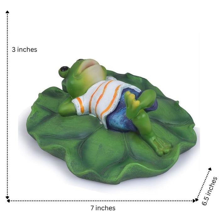 Wonderland Floating/Floater Relaxing Frog Made of Resin for Home or Garden Decor Decoration