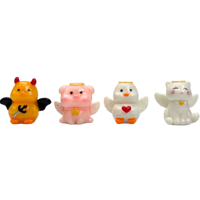 Wonderland 4-Piece Cute Winged Animal Figurine Set – Miniature Pet Collection for Desktop Decor, Crafting, and Decorative Displays
