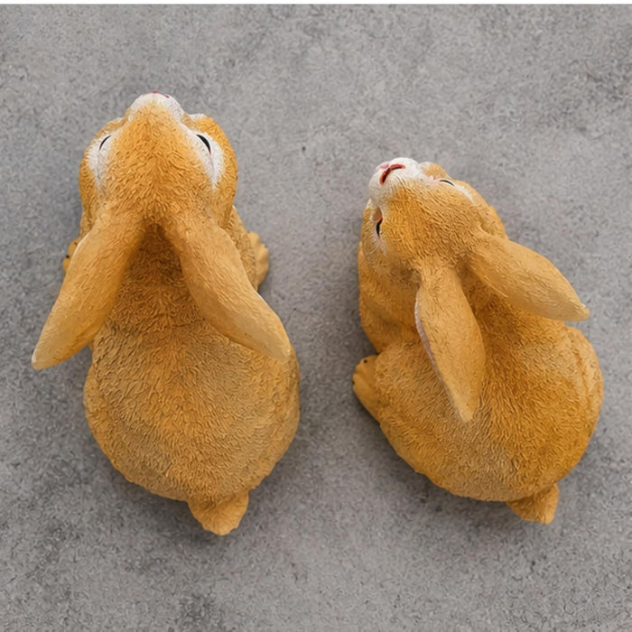 7 inch Rabbit Set of 2, for Garden Décor| White , Light Brown, Dark Brown