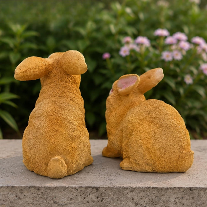 7 inch Rabbit Set of 2, for Garden Décor| White , Light Brown, Dark Brown
