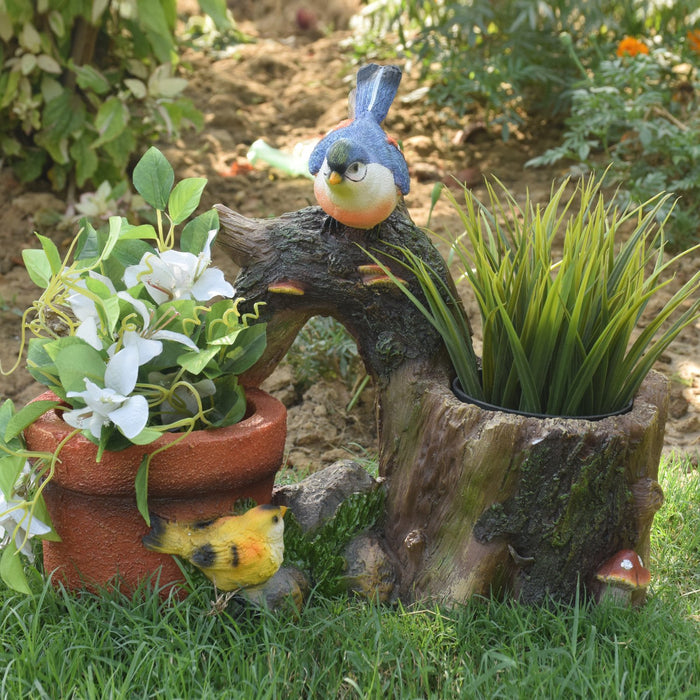 Wonderland Two Birds with Two Flower Pot/Planter/Container for Home Decoration, Garden Decor, Balcony, Kids Room Decor, Gift, Gifting