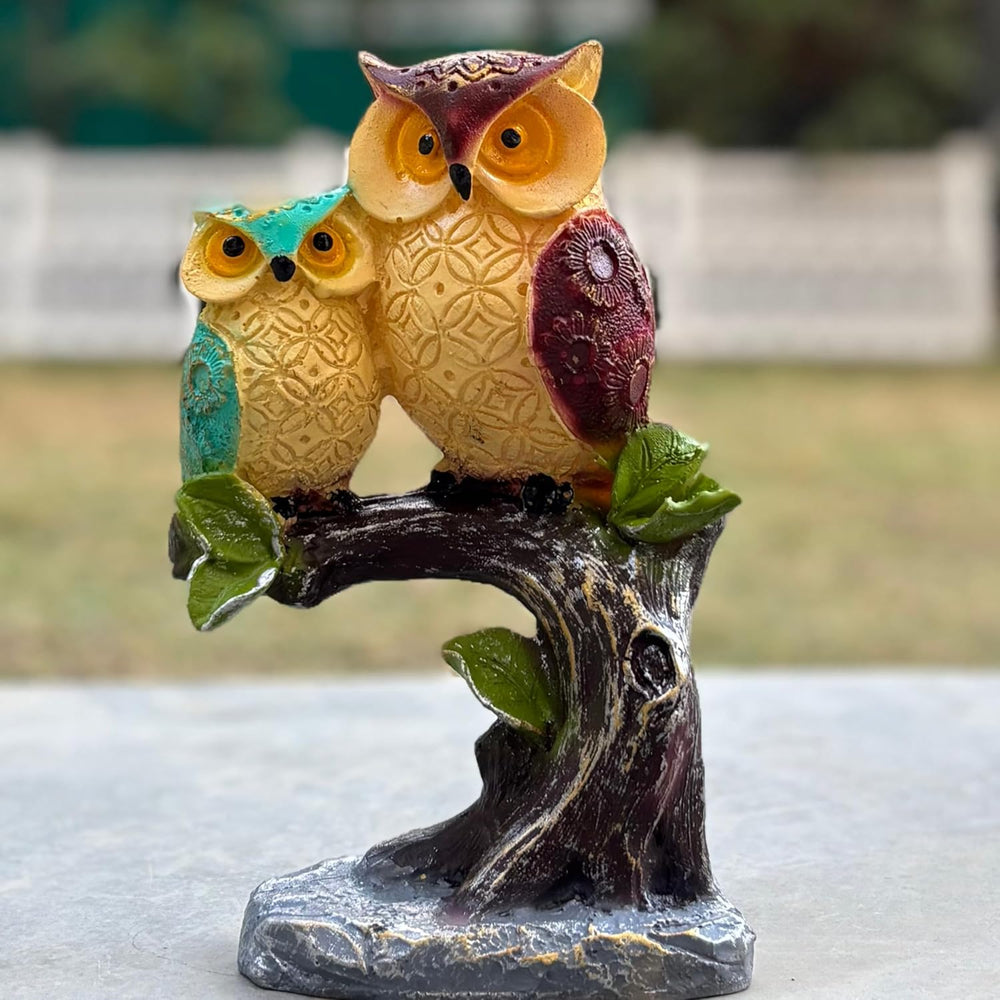 Two Resin Owl Family Showpiece for Home Decor