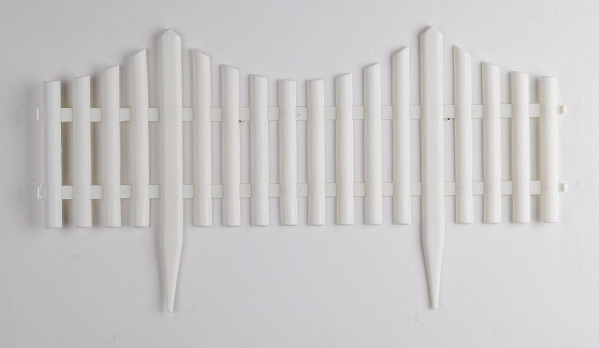 Wonderland 4Pcs Outdoor Garden Fence Border| 1.7 feet Garden Edging Fence | 6.9 feet Coverage Plastic Garden Picket Fence Panel| Decorative Fencing for Pathway, Yard, Lawn| Picket Fence with Spikes