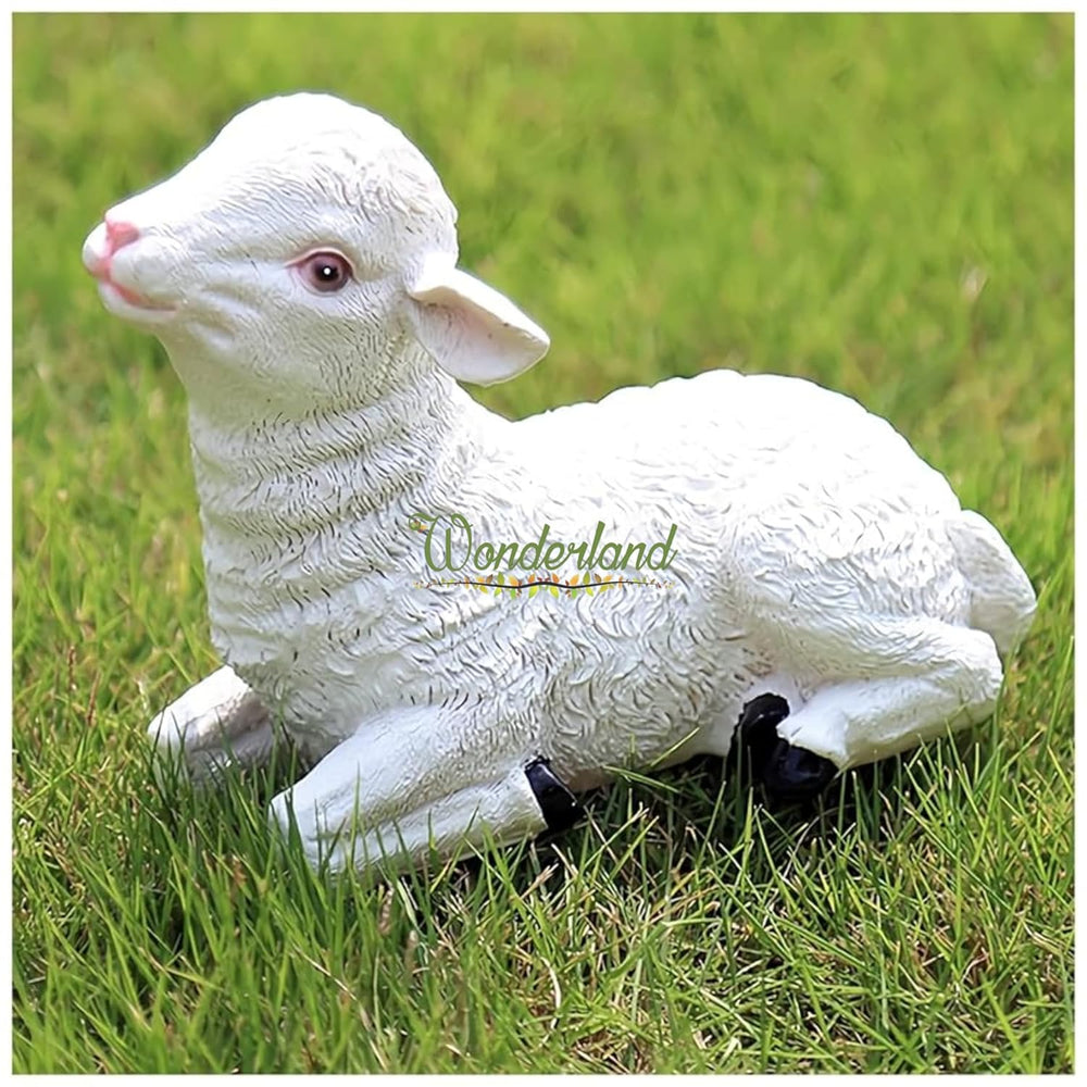 6 Inch Sitting Sheep Statue for Garden Décor