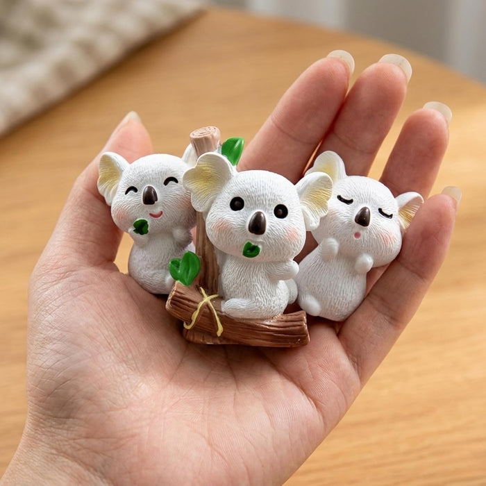 Wonderland 3-Piece Miniature Koala Figurine Set – Cute Resin Koala Bear Ornaments for Fairy Gardens, Doll House Accessories, Diy Craft,Succulent Pots, and Home Decor