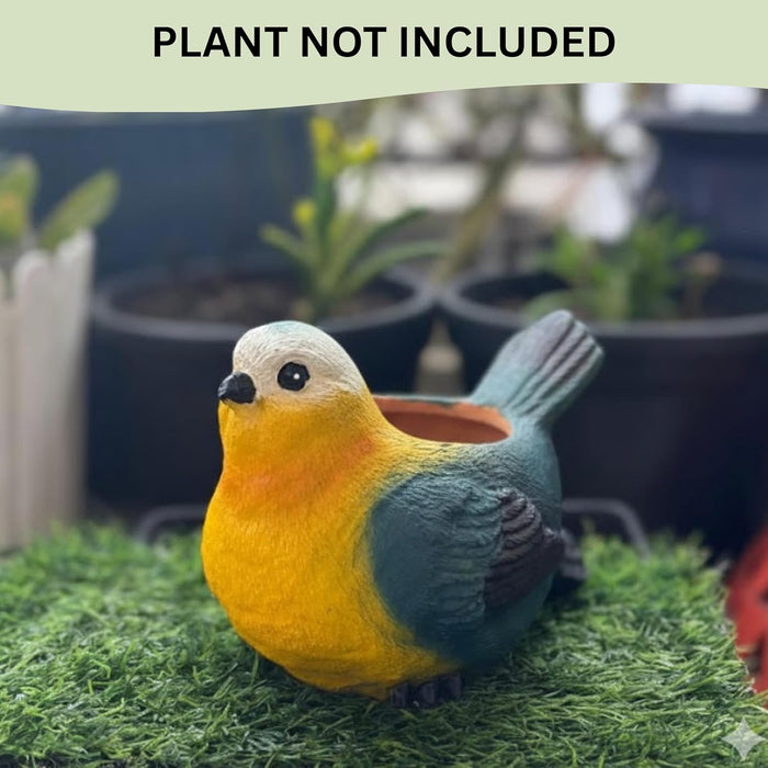 3.2 Inch Whimsical Hand-Painted Bird Succulent Planter – Decorative Resin Bird Pot for Indoor Plants, Cactus, and Office Decor- Plant Not Included
