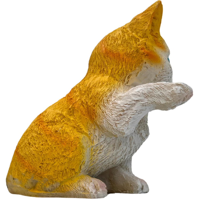 Yellow,Orange and White Kitten Figurine with Blue Eyes