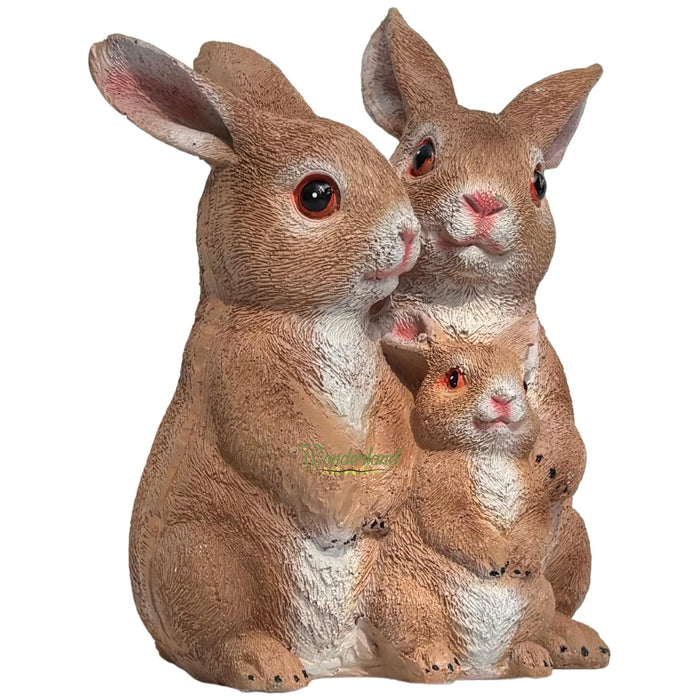 Rabbit family statue For Garden Décor - White, Light Brown, Dark Brown- Single Pc