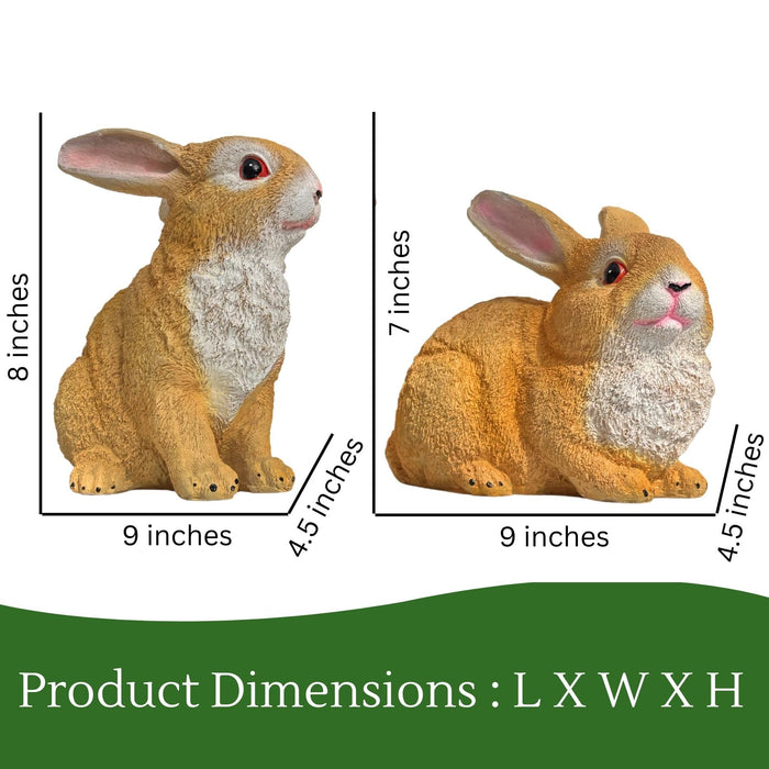 7 Inch Brown Rabbit Set of 2 for Garden Décor|Outdoor Décor for Garden, Yard, Lawn, Patio| Gifting Purpose| Balcony Decoration