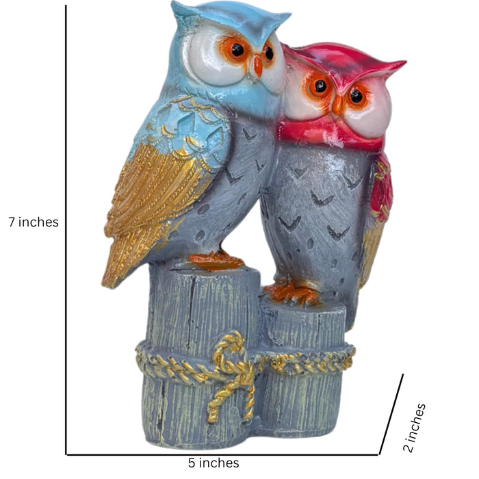 Wonderland Owl Couple Figurine Statue for Home Decor and Gifting
