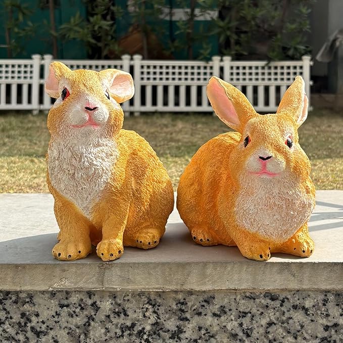 7 Inch Brown Rabbit Set of 2 for Garden Décor|Outdoor Décor for Garden, Yard, Lawn, Patio| Gifting Purpose| Balcony Decoration