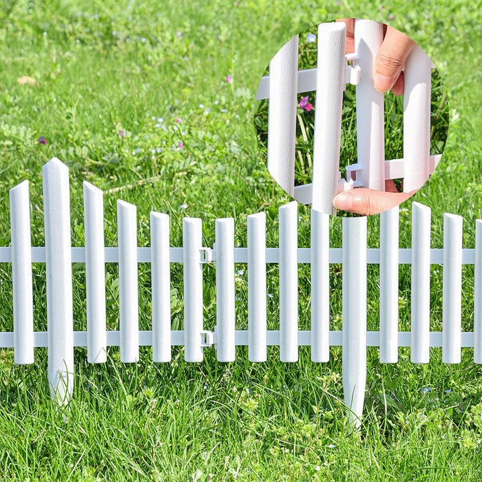 Pack of 4pc PP Picket Fence with Spikes for Outdoors and Flower beds