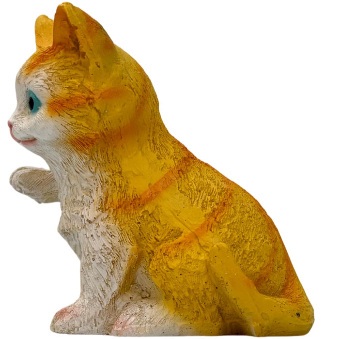 Yellow,Orange and White Kitten Figurine with Blue Eyes