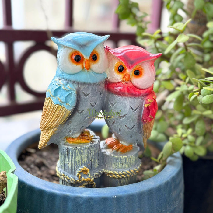 Wonderland Owl Couple Figurine Statue for Home Decor and Gifting