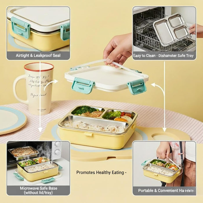 Wonderland Kids- 745 ml  SS Lunch Box 304 stainless Steel Summer Tiffin Box (price per pc)|Leak-Proof Tiffin Box for Kids | Premium School and Picnic Lunch Box