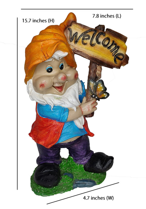 Charming Welcome Garden Gnome Statue with Sign – Outdoor Resin Entryway Decor