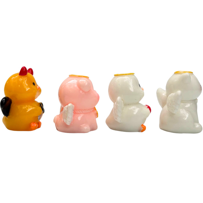 Wonderland 4-Piece Cute Winged Animal Figurine Set – Miniature Pet Collection for Desktop Decor, Crafting, and Decorative Displays