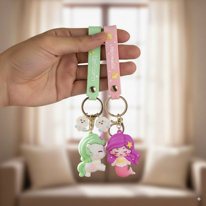 Wonderland Kawaii style ( set of 2) cartoon-Themed Keychains (My Melody & Cinnamoroll) Keyrings for Bags & Keys