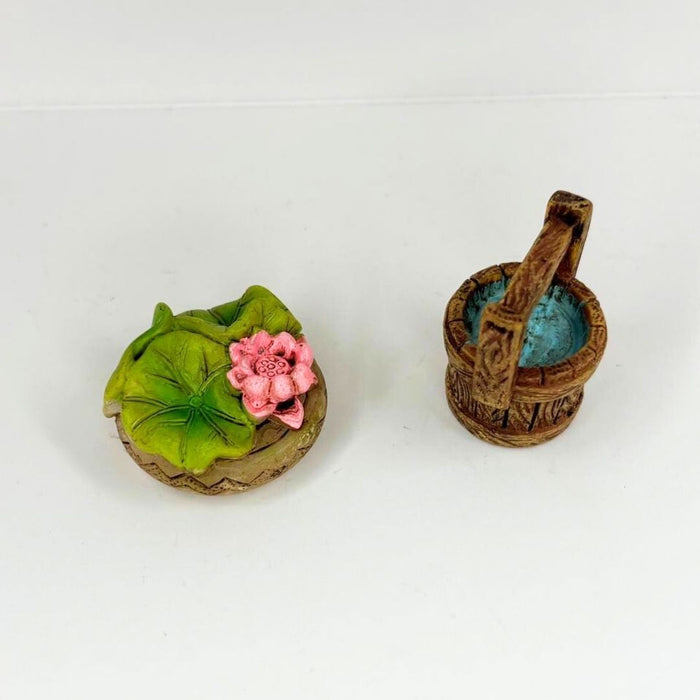 Wonderland 7-Piece Miniature Rustic Furniture & Accessories Set | Fairy Garden, Dollhouse & Terrarium Decor