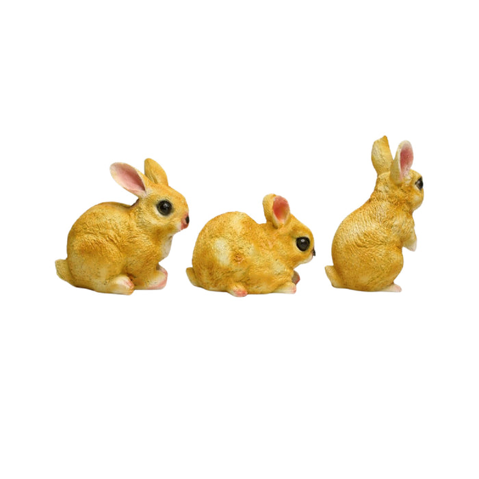 Wonderland  (set of 3 ) white 4 inch height color set of resin rabbit | cute balcony decoration