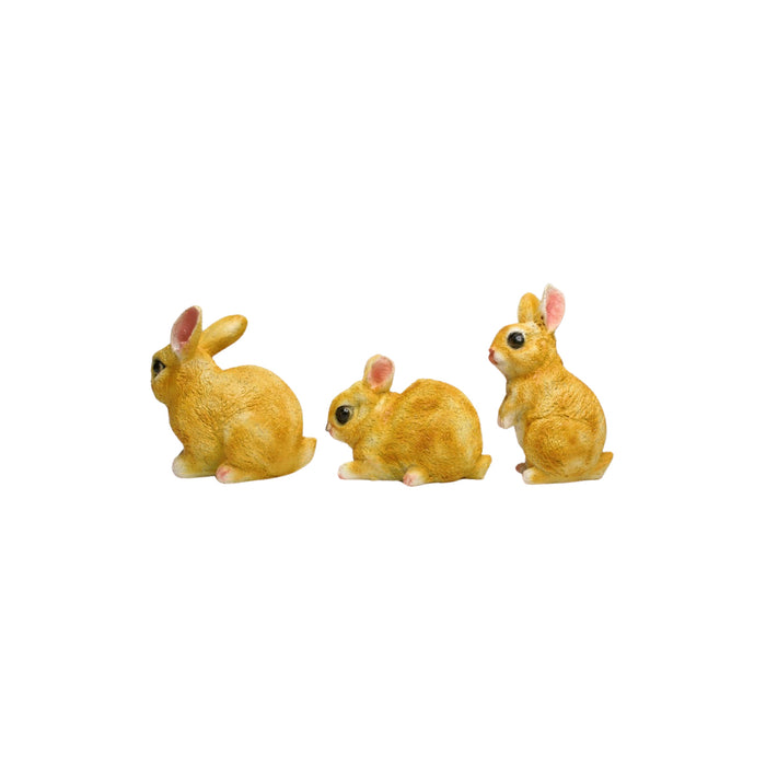 Wonderland  (set of 3 ) white 4 inch height color set of resin rabbit | cute balcony decoration