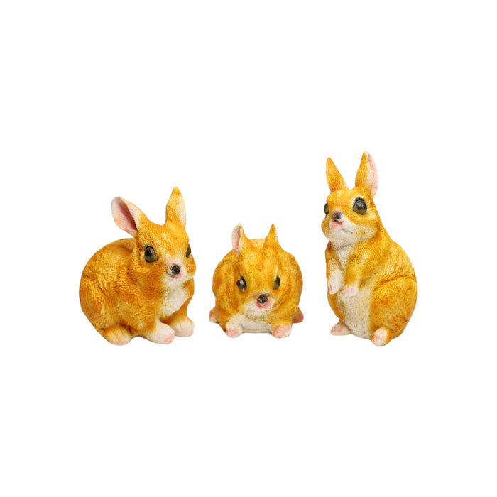 Wonderland (set of 3 ) 4 inch height Yellow color set of rabbit | garden bunny rabbit statue