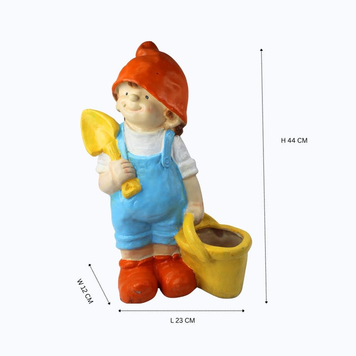 Wonderland Resin Boy with Planter|Pots for Garden Decor |Garden pots and planters|Balcony Decoration|