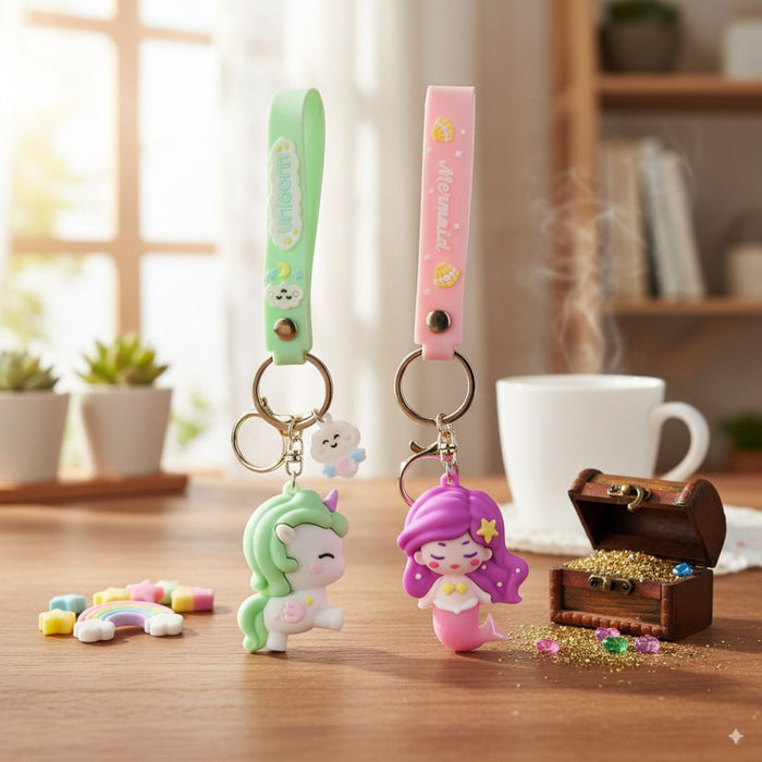 Wonderland Kawaii style ( set of 2) cartoon-Themed Keychains (My Melody & Cinnamoroll) Keyrings for Bags & Keys