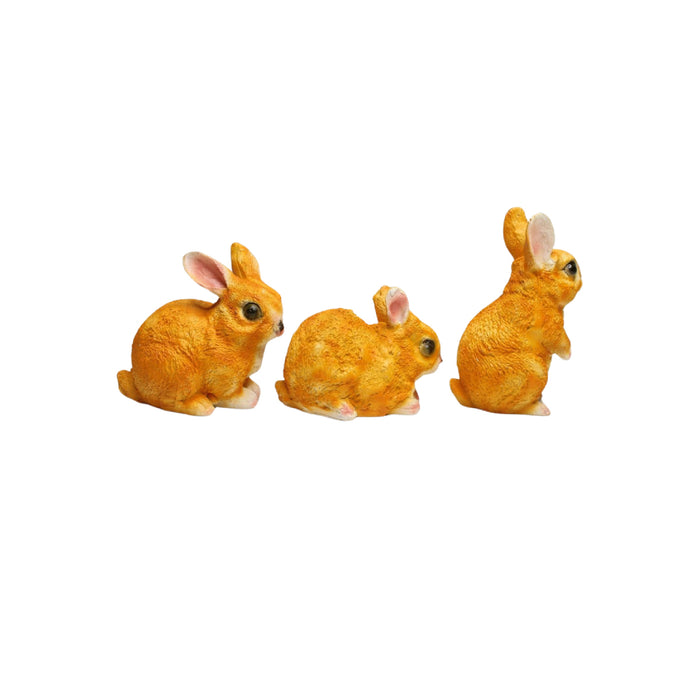 Wonderland (set of 3 ) 4 inch height Yellow color set of rabbit | garden bunny rabbit statue