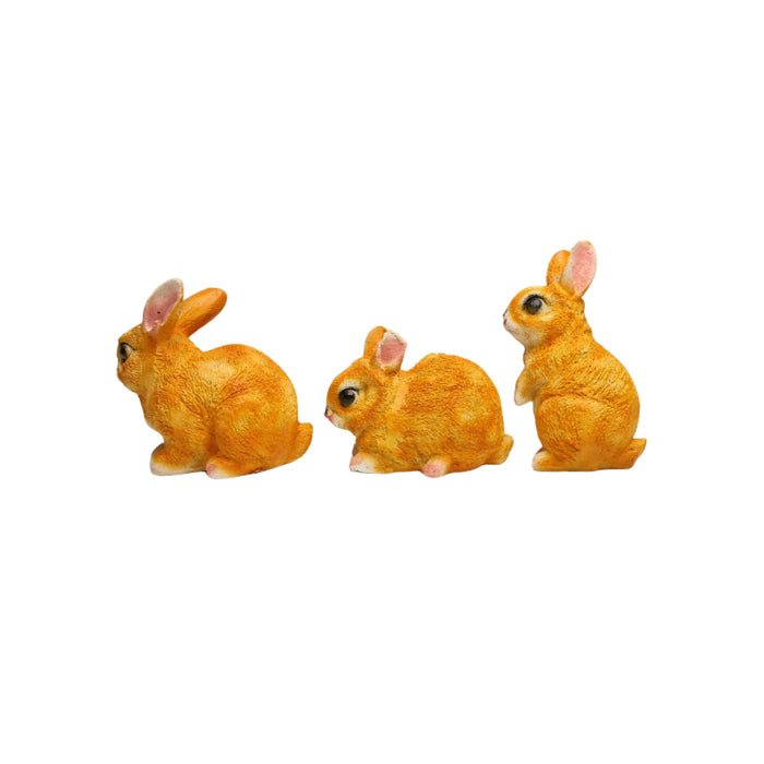 Wonderland (set of 3 ) 4 inch height Yellow color set of rabbit | garden bunny rabbit statue