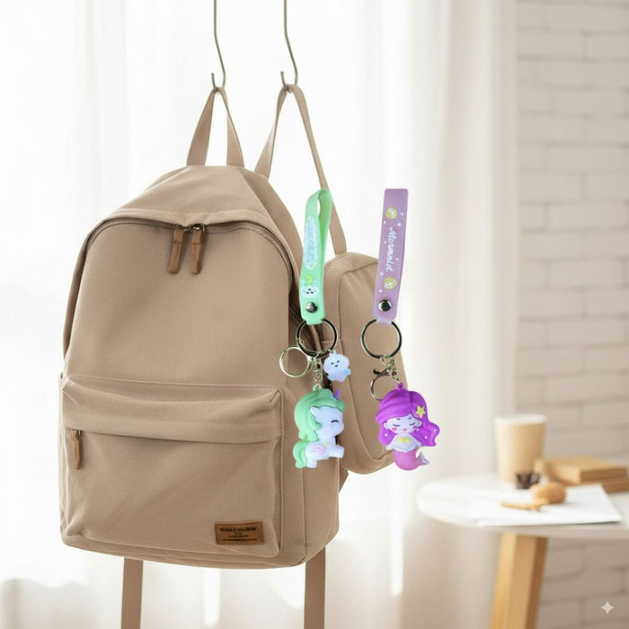 Wonderland Kawaii style ( set of 2) cartoon-Themed Keychains (My Melody & Cinnamoroll) Keyrings for Bags & Keys